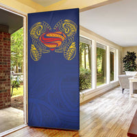 Super Samoan Traditional Tribal Art Tattoos Door Cover Blue Color - Polynesian Pride