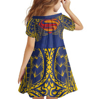 Super Samoan Traditional Tribal Art Tattoos Family Matching Summer Maxi Dress and Hawaiian Shirt Blue Color LT03 - Polynesian Pride