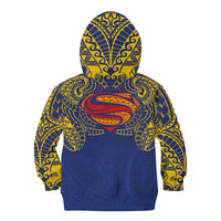 Super Samoan Traditional Tribal Art Tattoos Kid Hoodie Blue Color - Polynesian Pride