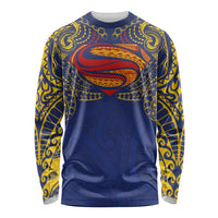 Super Samoan Traditional Tribal Art Tattoos Long Sleeve Shirt Blue Color - Polynesian Pride