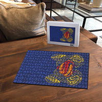 Super Samoan Traditional Tribal Art Tattoos Puzzle Blue Color - Polynesian Pride