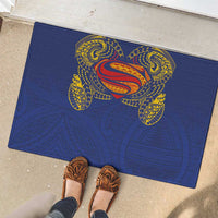 Super Samoan Traditional Tribal Art Tattoos Rubber Doormat Blue Color - Polynesian Pride