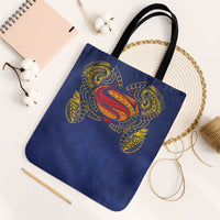 Super Samoan Traditional Tribal Art Tattoos Tote Bag Blue Color LT03 Black Strap One Size Blue - Polynesian Pride