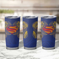 Super Samoan Traditional Tribal Art Tattoos Tumbler Cup Blue Color - Polynesian Pride