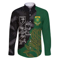 Custom Aotearoa South Africa Rugby Freedom Cup Family Matching Long Sleeve Bodycon Dress and Hawaiian Shirt Kiwi Warriors Haka with King Protea Symbol - Polynesian Pride
