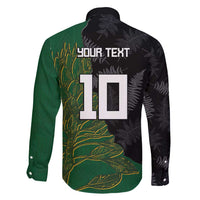 Custom Aotearoa South Africa Rugby Freedom Cup Family Matching Off Shoulder Short Dress and Hawaiian Shirt Kiwi Warriors Haka with King Protea Symbol - Polynesian Pride