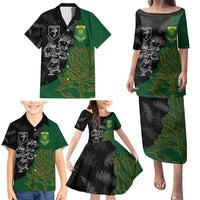 Custom Aotearoa South Africa Rugby Freedom Cup Family Matching Puletasi and Hawaiian Shirt Kiwi Warriors Haka with King Protea Symbol - Polynesian Pride