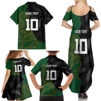 Custom Aotearoa South Africa Rugby Freedom Cup Family Matching Summer Maxi Dress and Hawaiian Shirt Kiwi Warriors Haka with King Protea Symbol - Polynesian Pride