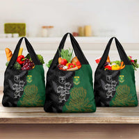Aotearoa South Africa Rugby Freedom Cup Grocery Bag Kiwi Warriors Haka with King Protea Symbol - Polynesian Pride