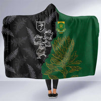Aotearoa South Africa Rugby Freedom Cup Hooded Blanket Kiwi Warriors Haka with King Protea Symbol - Polynesian Pride