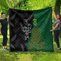 Aotearoa South Africa Rugby Freedom Cup Quilt Kiwi Warriors Haka with King Protea Symbol - Polynesian Pride