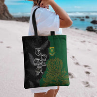 Aotearoa South Africa Rugby Freedom Cup Tote Bag Kiwi Warriors Haka with King Protea Symbol - Polynesian Pride