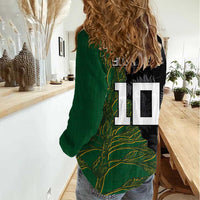 Custom Aotearoa South Africa Rugby Freedom Cup Women Casual Shirt Kiwi Warriors Haka with King Protea Symbol - Polynesian Pride