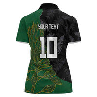 Custom Aotearoa South Africa Rugby Freedom Cup Women Polo Shirt Kiwi Warriors Haka with King Protea Symbol - Polynesian Pride