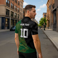 Custom Aotearoa South Africa Rugby Freedom Cup Zipper Polo Shirt Kiwi Warriors Haka with King Protea Symbol - Polynesian Pride