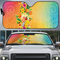 Hawaiian Tropical Fruits and Plants Auto Sun Shade Kakau Pattern Summer Vibe