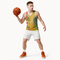 Hawaiian Tropical Fruits and Plants Basketball Jersey Kakau Pattern Summer Vibe