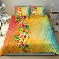 Hawaiian Tropical Fruits and Plants Bedding Set Kakau Pattern Summer Vibe