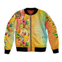 Hawaiian Tropical Fruits and Plants Bomber Jacket Kakau Pattern Summer Vibe