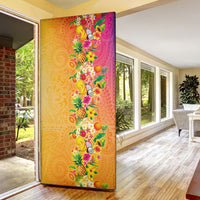 Hawaiian Tropical Fruits and Plants Door Cover Kakau Pattern Summer Vibe