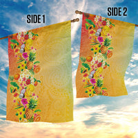 Hawaiian Tropical Fruits and Plants Garden Flag Kakau Pattern Summer Vibe