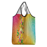Hawaiian Tropical Fruits and Plants Grocery Bag Kakau Pattern Summer Vibe