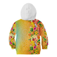 Hawaiian Tropical Fruits and Plants Kid Hoodie Kakau Pattern Summer Vibe