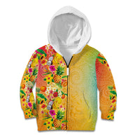 Hawaiian Tropical Fruits and Plants Kid Hoodie Kakau Pattern Summer Vibe