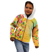 Hawaiian Tropical Fruits and Plants Kid Hoodie Kakau Pattern Summer Vibe