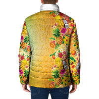 Hawaiian Tropical Fruits and Plants Padded Jacket Kakau Pattern Summer Vibe