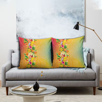 Hawaiian Tropical Fruits and Plants Pillow Cover Kakau Pattern Summer Vibe
