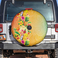 Hawaiian Tropical Fruits and Plants Spare Tire Cover Kakau Pattern Summer Vibe