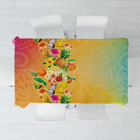 Hawaiian Tropical Fruits and Plants Tablecloth Kakau Pattern Summer Vibe