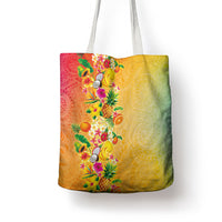 Hawaiian Tropical Fruits and Plants Tote Bag Kakau Pattern Summer Vibe