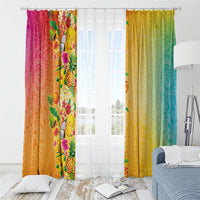 Hawaiian Tropical Fruits and Plants Window Curtain Kakau Pattern Summer Vibe