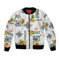 Hawaiian Quilts Bomber Jacket Tropical Fruits and Plants