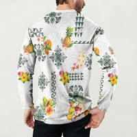 Hawaiian Quilts Button Sweatshirt Tropical Fruits and Plants