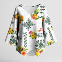 Hawaiian Quilts Kimono Sleeve Blouse Tropical Fruits and Plants