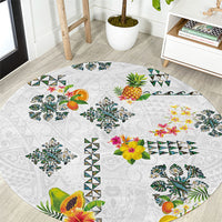 Hawaiian Quilts Round Carpet Tropical Fruits and Plants