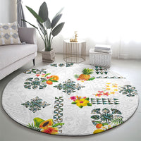 Hawaiian Quilts Round Carpet Tropical Fruits and Plants
