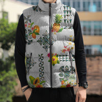 Hawaiian Quilts Sleeveless Puffer Jacket Tropical Fruits and Plants
