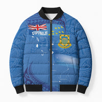 Tuvalu Heritage Bomber Puffer Jacket Map of the Islands and Polynesia Pattern