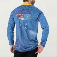 Tuvalu Heritage Button Sweatshirt Map of the Islands and Polynesia Pattern
