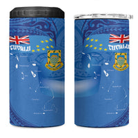 Tuvalu Heritage 4 in 1 Can Cooler Tumbler Map of the Islands and Polynesia Pattern