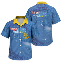Tuvalu Heritage Family Matching Mermaid Dress and Hawaiian Shirt Map of the Islands and Polynesia Pattern
