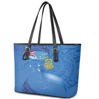 Tuvalu Heritage Leather Tote Bag Map of the Islands and Polynesia Pattern
