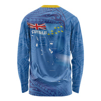 Tuvalu Heritage Long Sleeve Shirt Map of the Islands and Polynesia Pattern