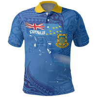 Tuvalu Heritage Polo Shirt Map of the Islands and Polynesia Pattern