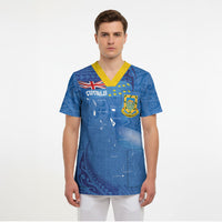 Tuvalu Heritage Scrub Top Map of the Islands and Polynesia Pattern