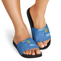 Tuvalu Heritage Slide Sandals Map of the Islands and Polynesia Pattern